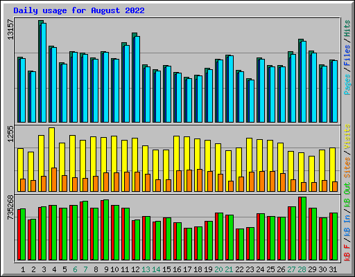 Daily usage for August 2022