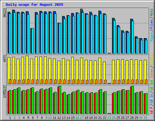 Daily usage for August 2025